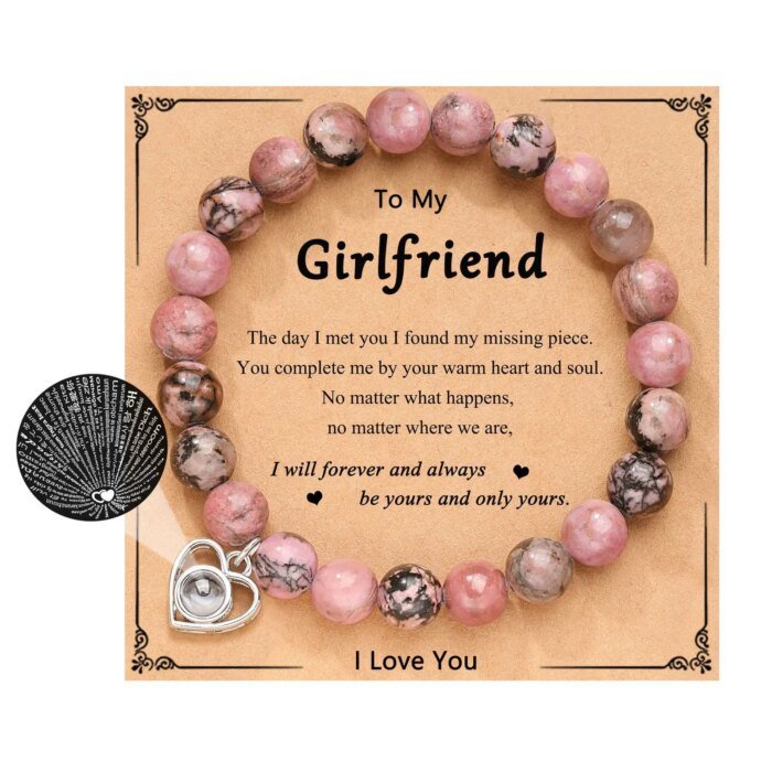 I Love You 100 Language Bracelet Couples Gifts for Girlfriend, My Love, Soulmate, Anniversary Valentines Day Birthday Bracelets - Image 1