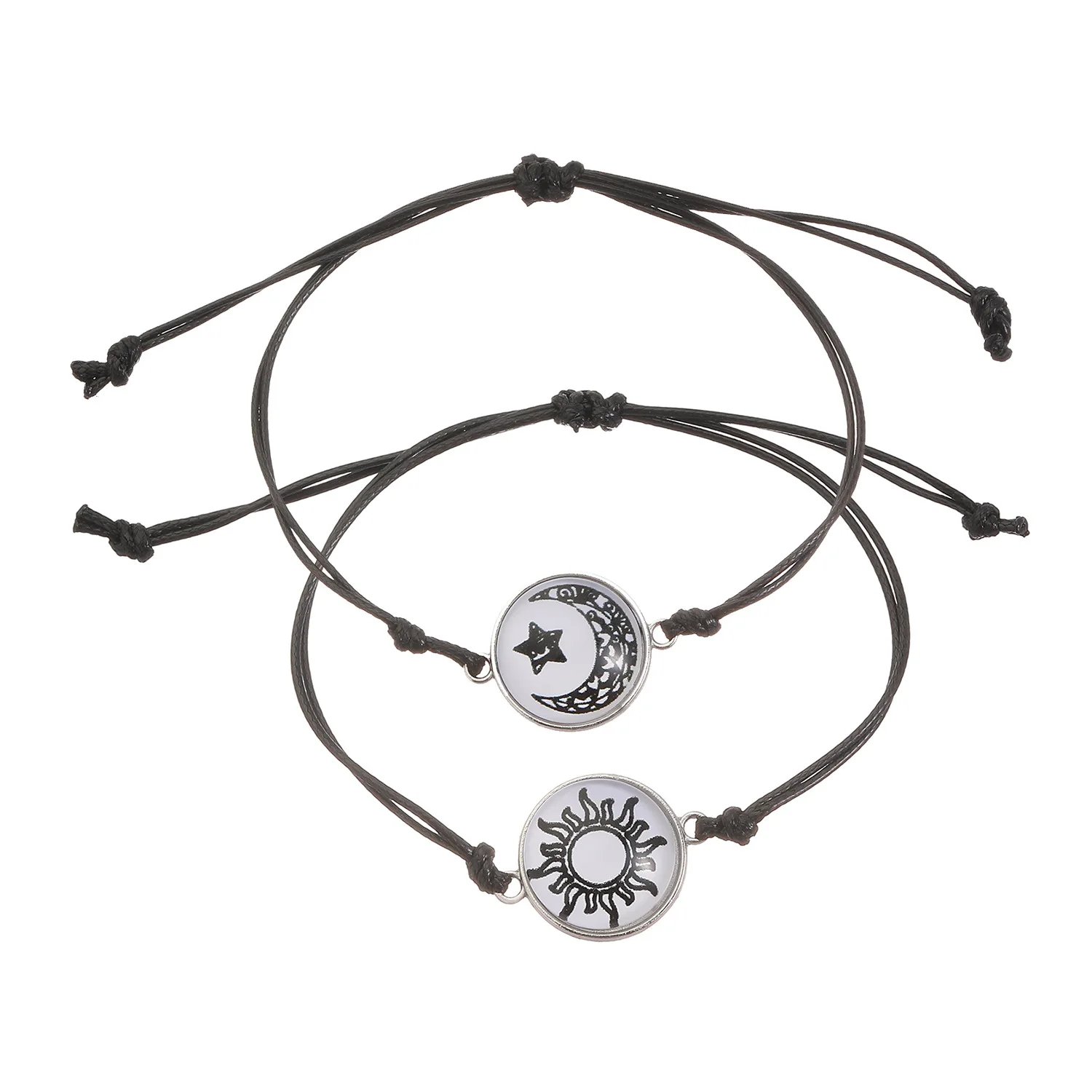 Romantic Luminous Sun Moon Couple Bracelets for Women Men Handmade Braided Rope Matching Bracelet Valentine's Day Jewelry Gifts