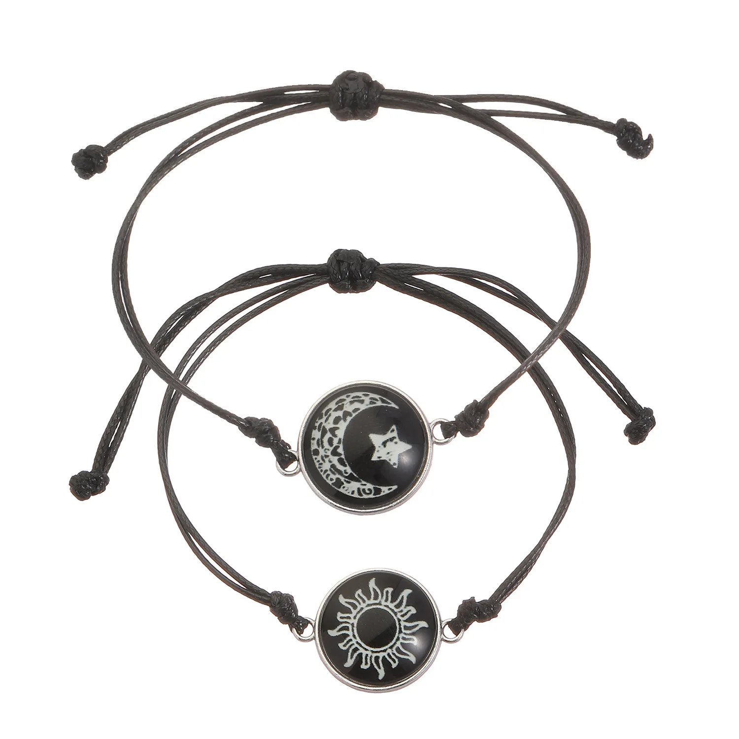 Romantic Luminous Sun Moon Couple Bracelets for Women Men Handmade Braided Rope Matching Bracelet Valentine's Day Jewelry Gifts