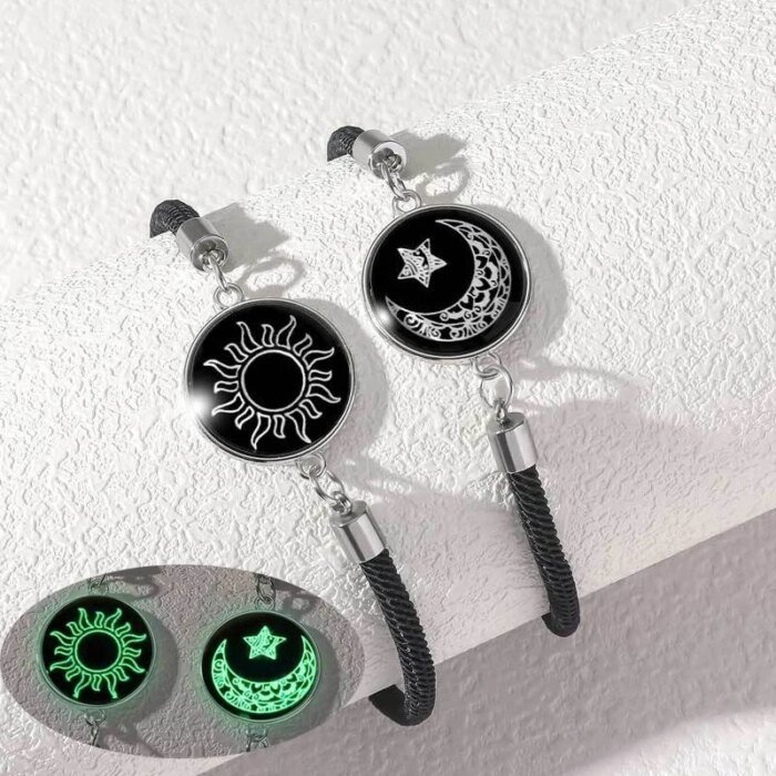Romantic Luminous Sun Moon Couple Bracelets for Women Men Handmade Braided Rope Matching Bracelet Valentine's Day Jewelry Gifts - Image 2