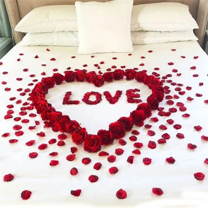Artificial Wedding Rose Petals Romantic Silk Petals Flower Petals Valentine Day Wedding Marriage Party Rose Leaves Decoration - Image 1