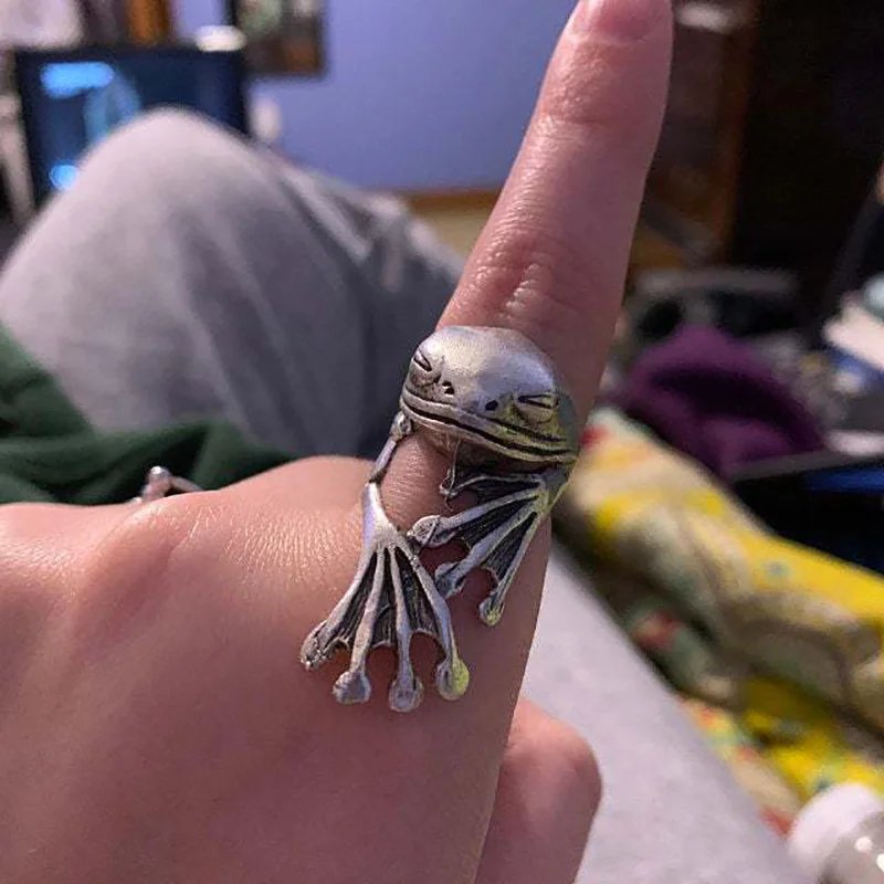 Fashion frog Animal Couple Ring Resizable Adjustable Open Rings For Lovers Women Men Lady Boy Girl Valentine's Day Birthday Gift