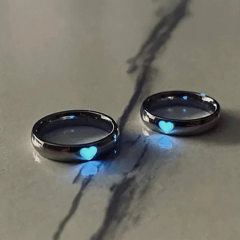 New Luminous Ring Creative Glowing in The Dark Adjustable Couple Ring Women Men Heart Rings Valentine's Day Jewelry Gifts