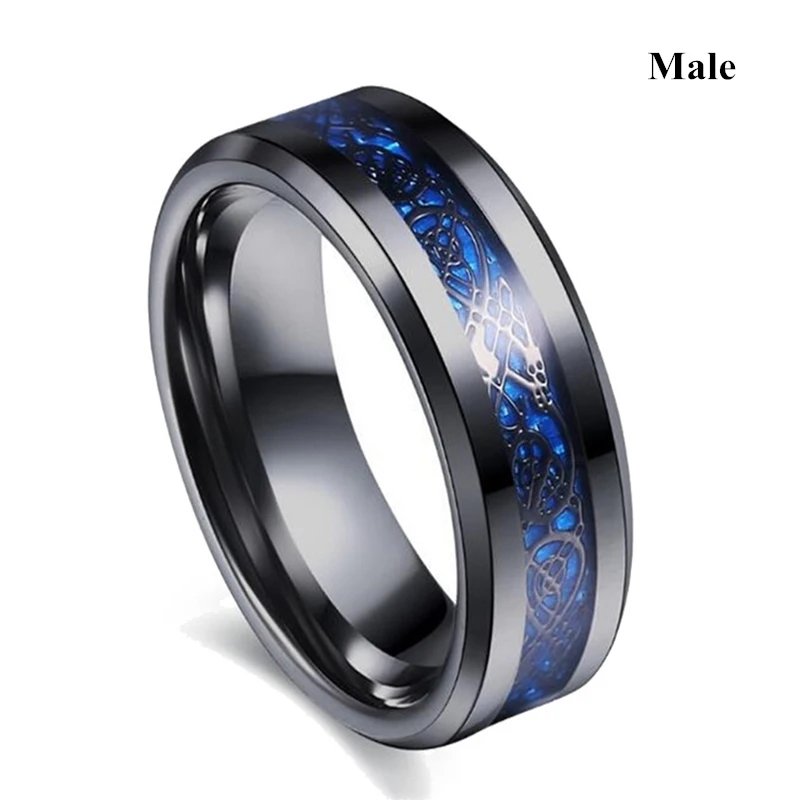 Charm Couple Ring Men's Stainless Steel Celtic Dragon Ring Blue Zircon Women's Ring Sets Valentine's Day Wedding Band Jewelry Charm Couple Ring Men's Stainless Steel Celtic Dragon Ring Blue Zircon Women's Ring Sets Valentine's Day Wedding Band Jewelry