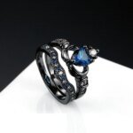 Charm Couple Ring Men's Stainless Steel Celtic Dragon Ring Blue Zircon Women's Ring Sets Valentine's Day Wedding Band Jewelry - Image 4