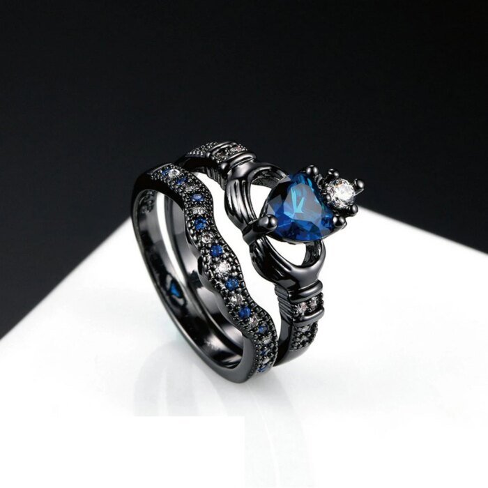 Charm Couple Ring Men's Stainless Steel Celtic Dragon Ring Blue Zircon Women's Ring Sets Valentine's Day Wedding Band Jewelry - Image 4