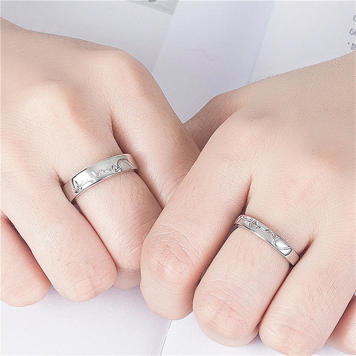 2Pcs Silver Color Luxury Zircon Crown Cross Couple Rings For Lovers Forever Endless Love Wedding Bands Ring Valentines Day Gifts