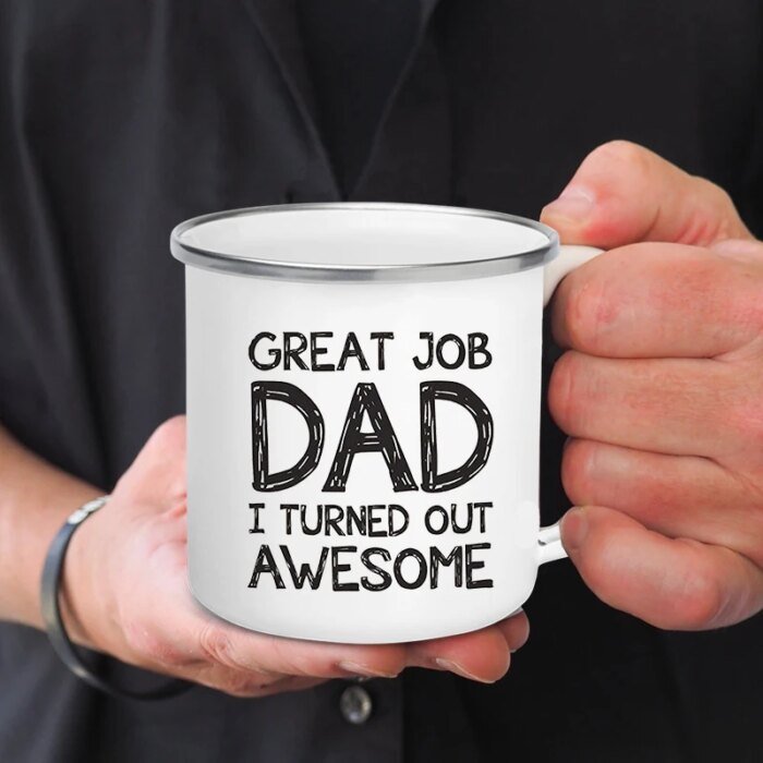 Dad Nutritional Facts Coffee Mug Enamel Cup for Papa Daddy Stepdad Father’s Day Gift Best Dad Ever Cups Dad Gifts From Kids - Image 4