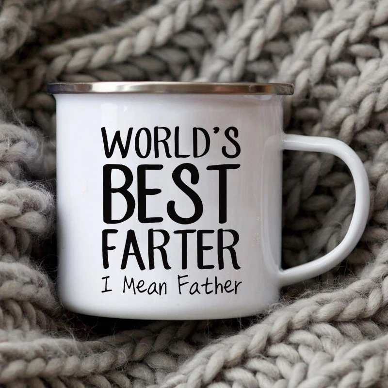 Dad Nutritional Facts Coffee Mug Enamel Cup for Papa Daddy Stepdad Father’s Day Gift Best Dad Ever Cups Dad Gifts From Kids
