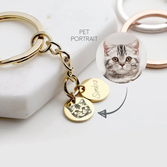 Personalized Pet Portrait Keychain Pet Lovers Gift Dog Best Friend Gift Portrait Keychain Dog Mom Pet Gift Fathers Day Gift - Image 1