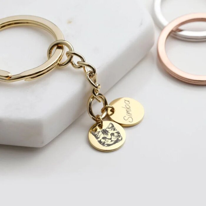 Personalized Pet Portrait Keychain Pet Lovers Gift Dog Best Friend Gift Portrait Keychain Dog Mom Pet Gift Fathers Day Gift - Image 3