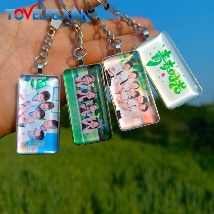 Custom Family group Photo double side Keychain Logo Anime DIY car key ring Memorial Valentine's Day Lover Present Souvenir gift