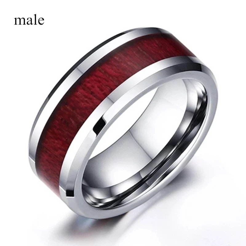 2021 Couple Ring Women White Gold Color Heart Garnet Ring Men Stainless Steel Wedding Engagement Band Valentine Day Gift Jewelry