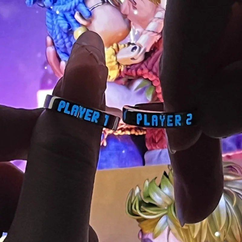 Luminous Ring for Couple Creative Glowing in the Dark Player 1 Player 2 Matching Gaming Ring for Women Men Valentine's Day Gift