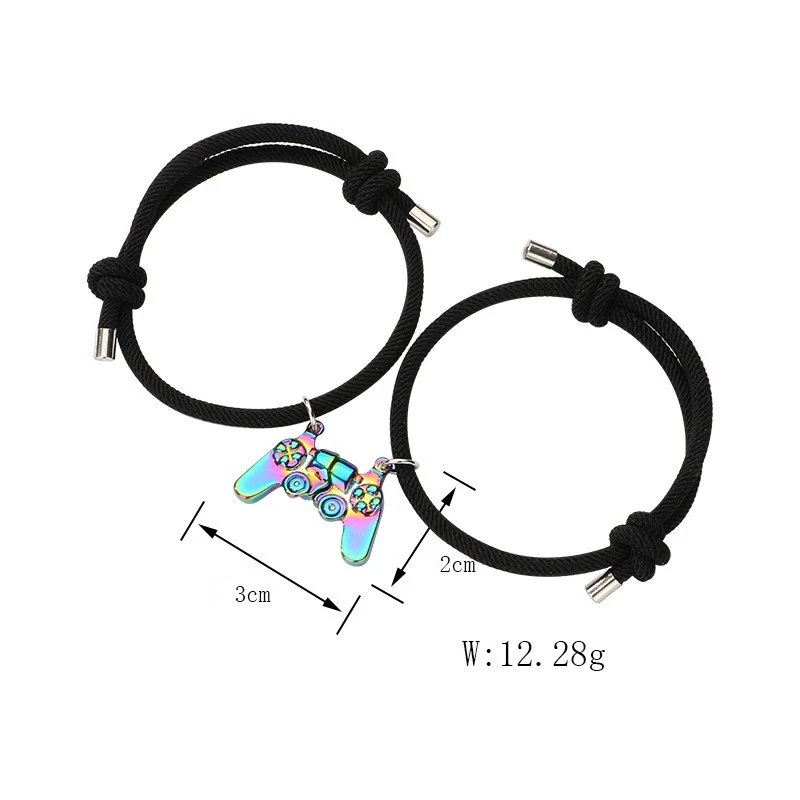 Matching Alloy Game Handle Couple Bracelet Magnet Game Machine Couple Pendant Necklace for Men and Women Valentine's Day Gift