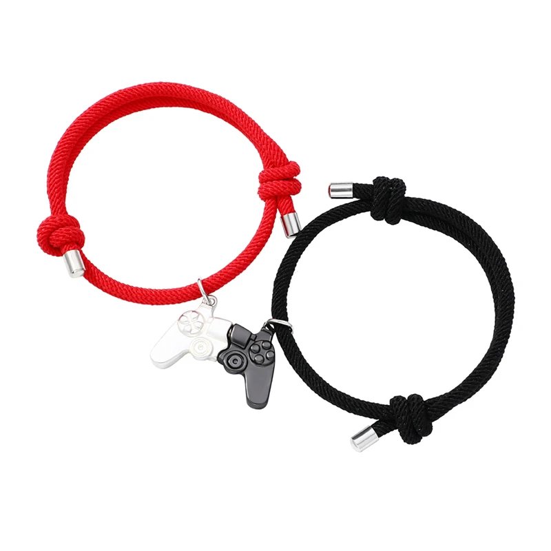 Matching Alloy Game Handle Couple Bracelet Magnet Game Machine Couple Pendant Necklace for Men and Women Valentine's Day Gift