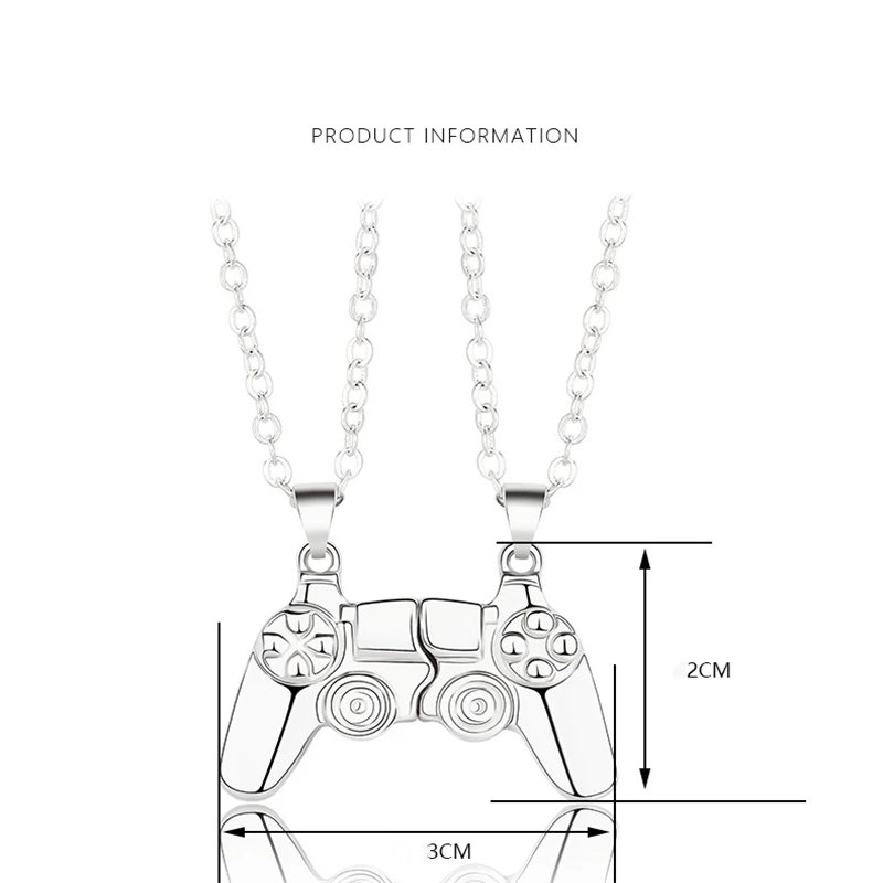 Matching Alloy Game Handle Couple Bracelet Magnet Game Machine Couple Pendant Necklace for Men and Women Valentine's Day Gift