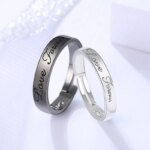 2Pcs/set Romantic Couple Rings For Women Men Punk Heart ECG Black White Forever Love Promise Wedding Ring Valentine'S Day Gift - Image 3
