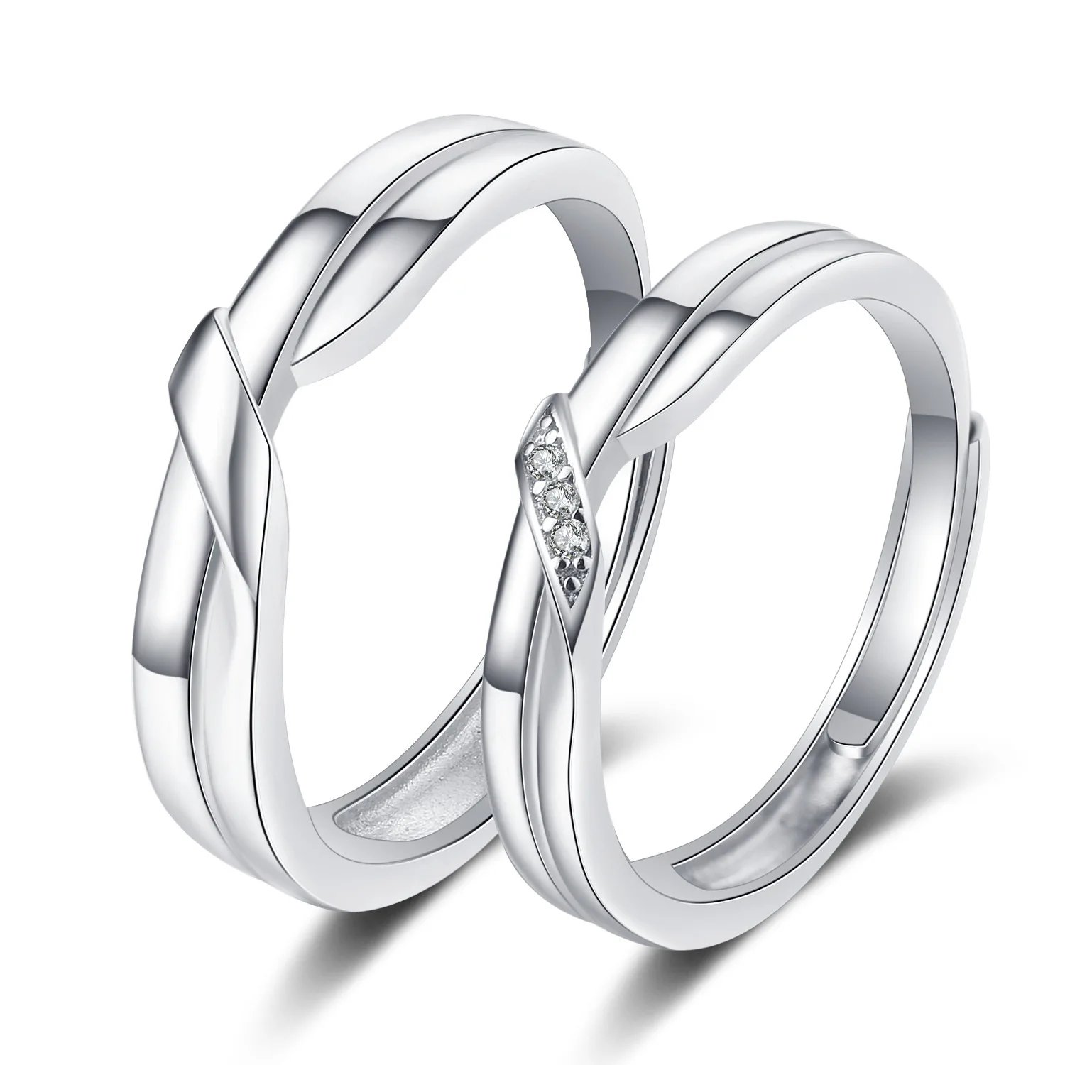2Pcs/set Romantic Couple Rings For Women Men Punk Heart ECG Black White Forever Love Promise Wedding Ring Valentine'S Day Gift