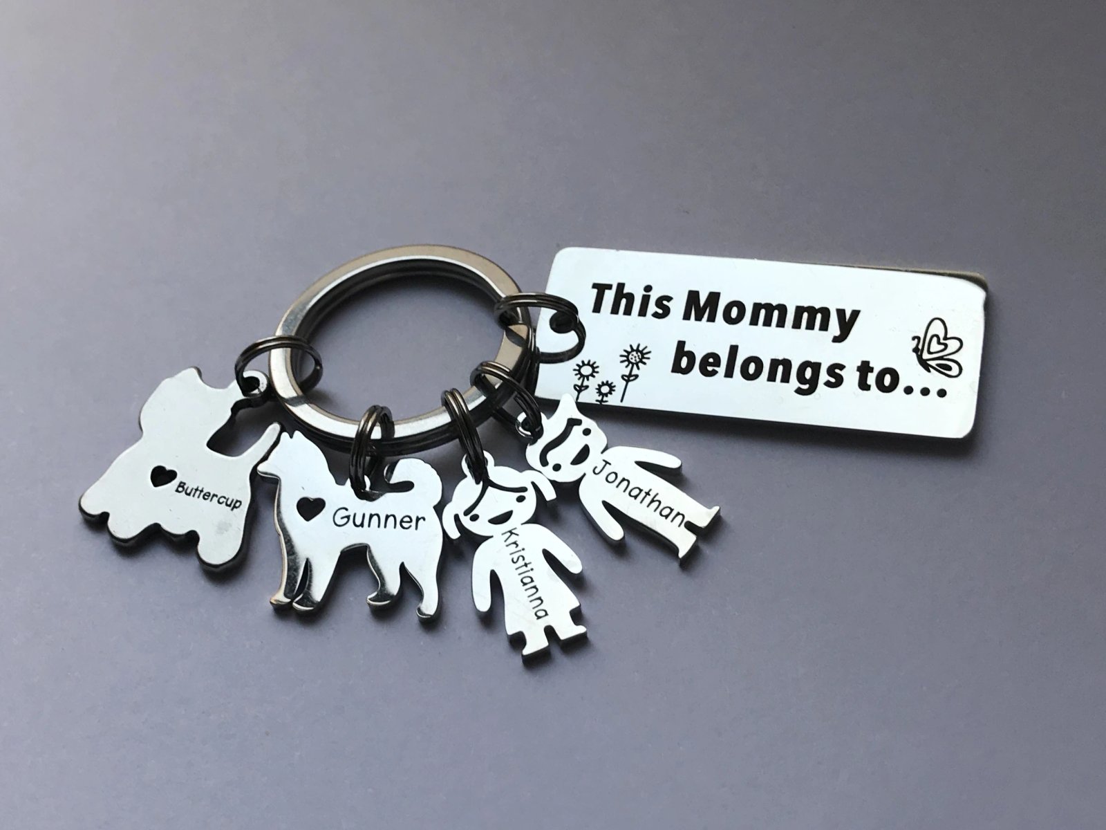 Custom Family Names Keychain This Mommy belongs to Keychain Personalized Mothers Day Gift This Daddy belongs to Fathers Day Gift