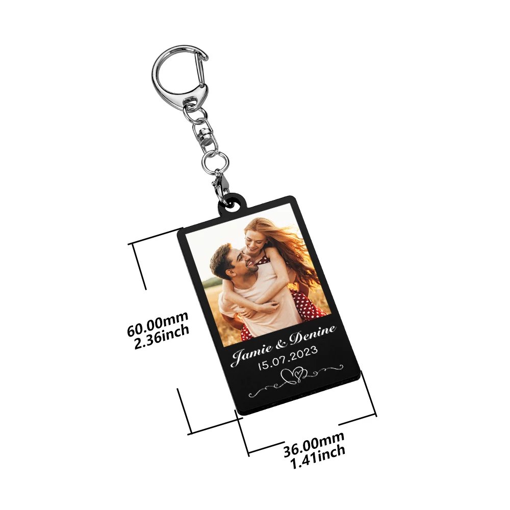 Personalized Couple Keychain Customized Photo Name Key Chain Valentine's Day Gift for Boyfriend Her Him Lover Acrylic Keychains