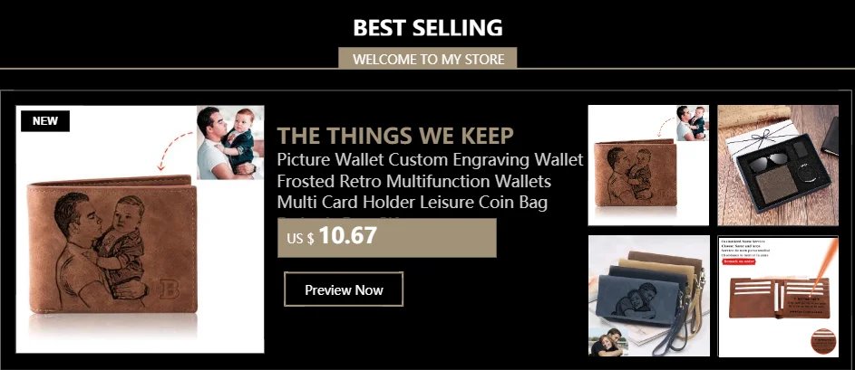 Picture Wallet Custom Engraving Wallet Frosted Retro Multifunction Wallets Multi Card Holder Leisure Coin Bag Father's Day Gift