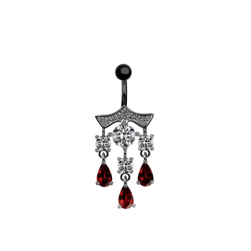 1PC Red Black Bat Belly Button Ring Surgical Steel Cross Navel Piercing Dangle Snake Belly Button Jewelry Women Piercing Ombligo