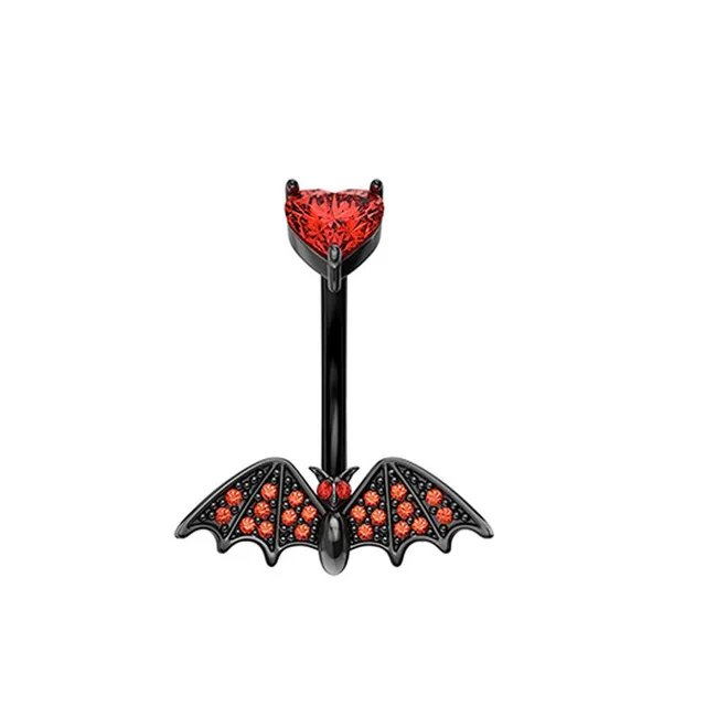 1PC Red Black Bat Belly Button Ring Surgical Steel Cross Navel Piercing Dangle Snake Belly Button Jewelry Women Piercing Ombligo