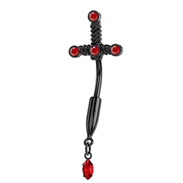 1PC Red Black Bat Belly Button Ring Surgical Steel Cross Navel Piercing Dangle Snake Belly Button Jewelry Women Piercing Ombligo