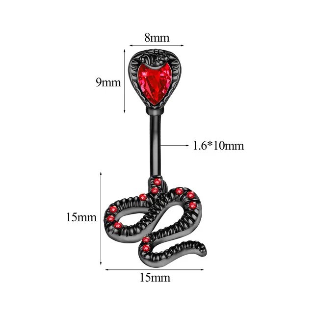 1PC Red Black Bat Belly Button Ring Surgical Steel Cross Navel Piercing Dangle Snake Belly Button Jewelry Women Piercing Ombligo