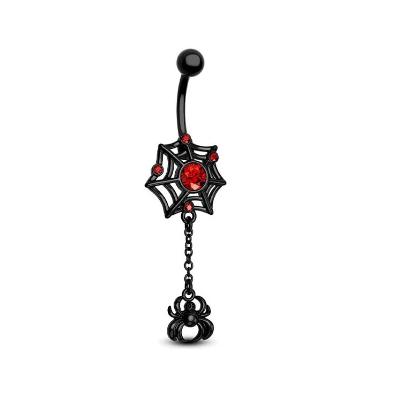 1PC Red Black Bat Belly Button Ring Surgical Steel Cross Navel Piercing Dangle Snake Belly Button Jewelry Women Piercing Ombligo