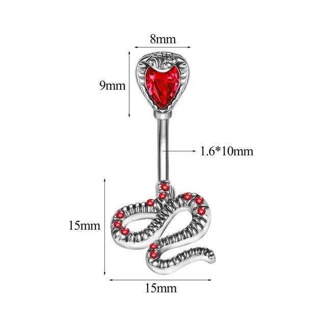 1PC Red Black Bat Belly Button Ring Surgical Steel Cross Navel Piercing Dangle Snake Belly Button Jewelry Women Piercing Ombligo