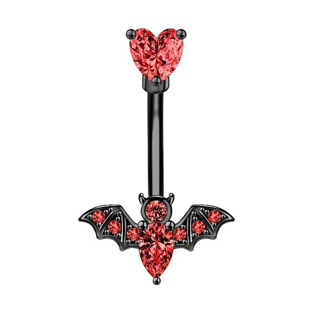 1PC Red Black Bat Belly Button Ring Surgical Steel Cross Navel Piercing Dangle Snake Belly Button Jewelry Women Piercing Ombligo