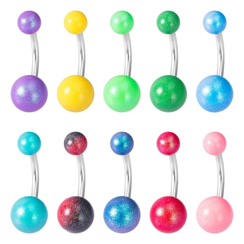 1PC Summer Candy Belly Button Rings Surgical Steel Acrylic Ball Navel Ring Barbell for Women Girls Body Piercing Jewelry Gifts