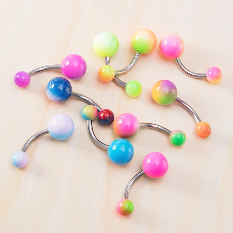 1PC Summer Candy Belly Button Rings Surgical Steel Acrylic Ball Navel Ring Barbell for Women Girls Body Piercing Jewelry Gifts