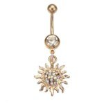 Fashion Crystal Belly Button Rings Sun flower Dolphin Navel Piercing Ring Barbell Sexy Dangle Navel Piercing Ombligo - Image 4