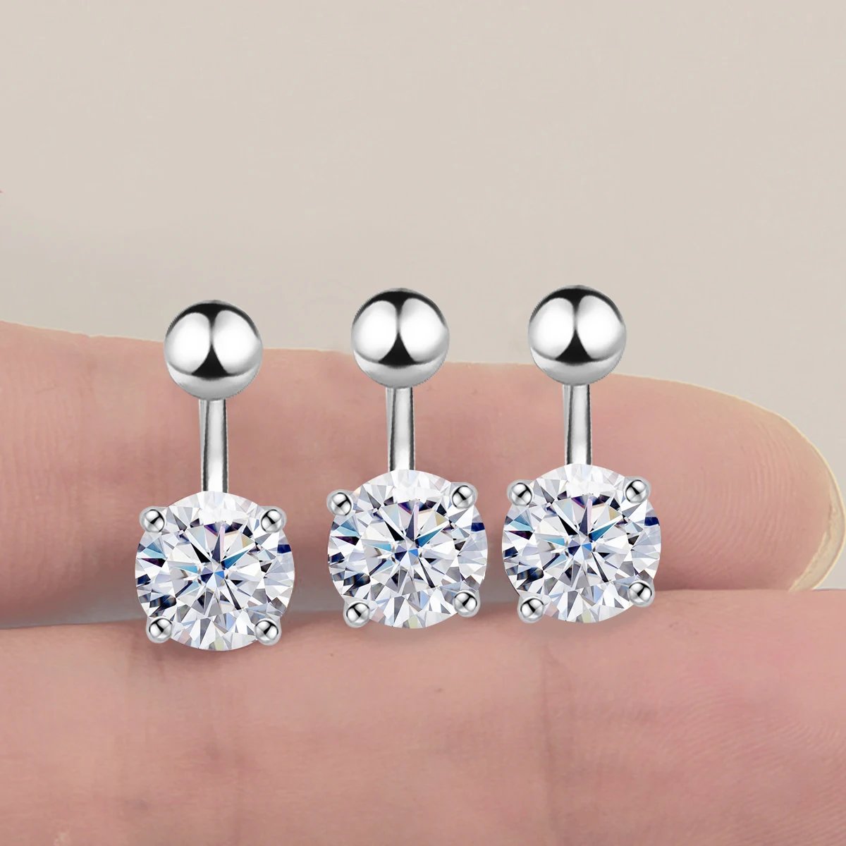 Sexy 0.3ct To 3ct Moissanite Belly Button Ring With Certificate 100% Silver 925 Navel Bully Piercing Body Jewellery Luxury Gift Sexy 0.3ct To 3ct Moissanite Belly Button Ring With Certificate 100% Silver 925 Navel Bully Piercing Body Jewellery Luxury Gift