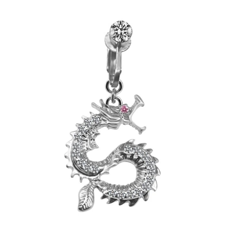 Body Fake Piercing Jewelry Cat Dragon Belly Button Ring Butterfly Umbilical Navel Non Piercing Belly CLip Rings Faux Earrings