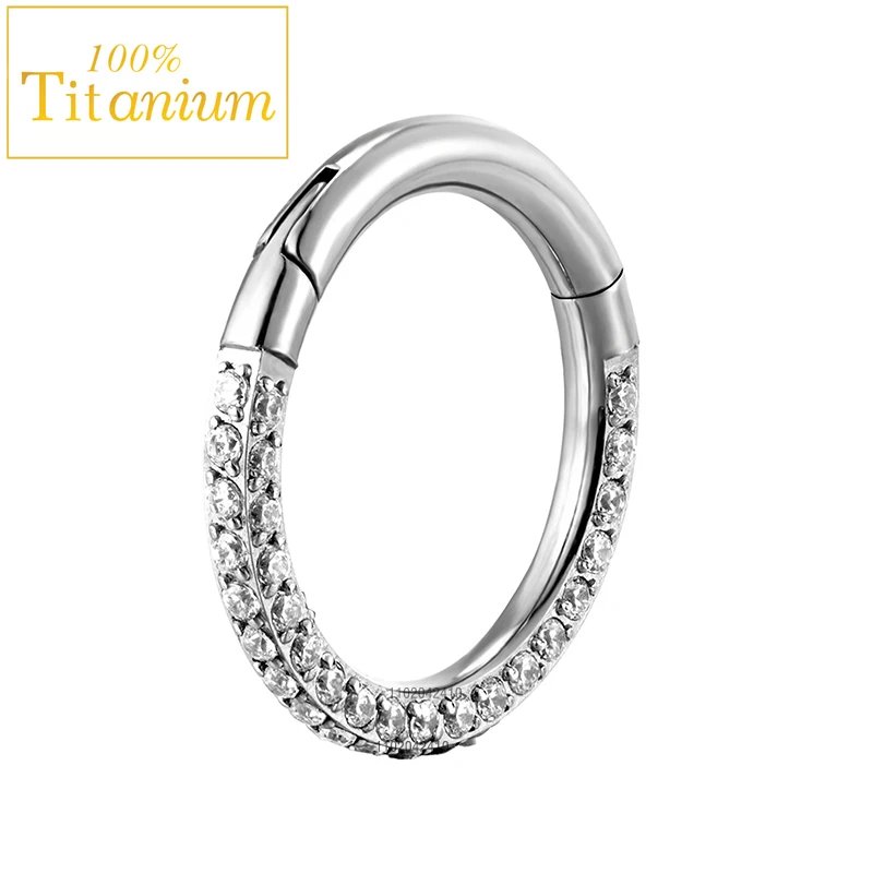 Septum Hoop Piercing Three Side Zircon Nose Ring F136 Titanium Hinged Segment Helix Cartilage Earrings High Quality Body Jewelry