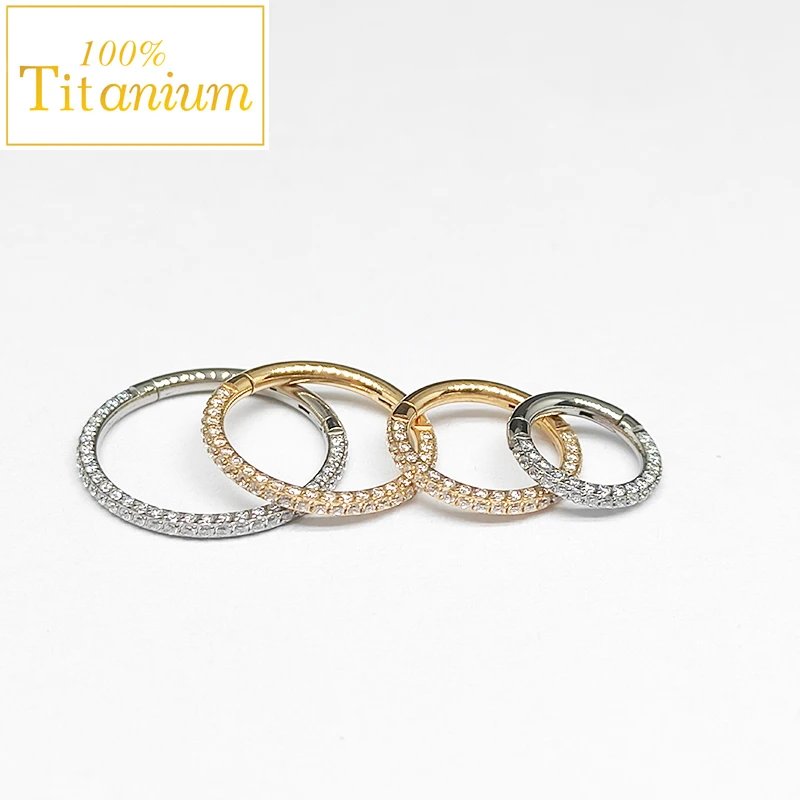 Septum Hoop Piercing Three Side Zircon Nose Ring F136 Titanium Hinged Segment Helix Cartilage Earrings High Quality Body Jewelry