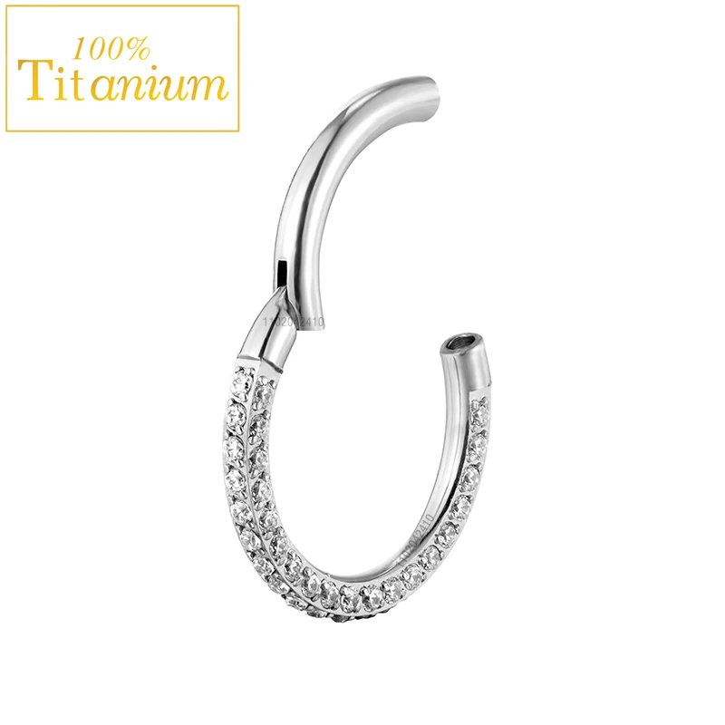 Septum Hoop Piercing Three Side Zircon Nose Ring F136 Titanium Hinged Segment Helix Cartilage Earrings High Quality Body Jewelry