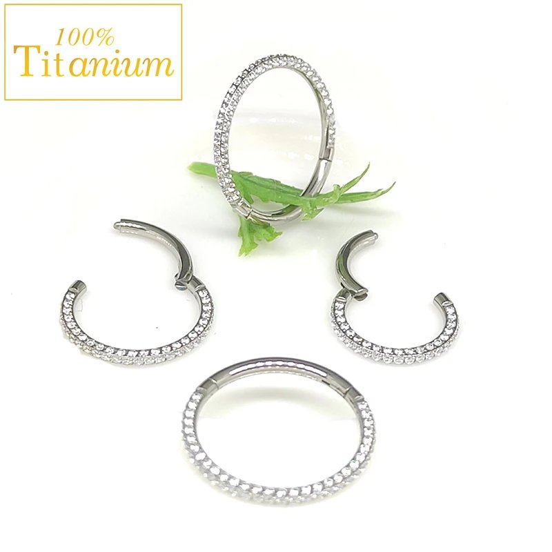 Septum Hoop Piercing Three Side Zircon Nose Ring F136 Titanium Hinged Segment Helix Cartilage Earrings High Quality Body Jewelry