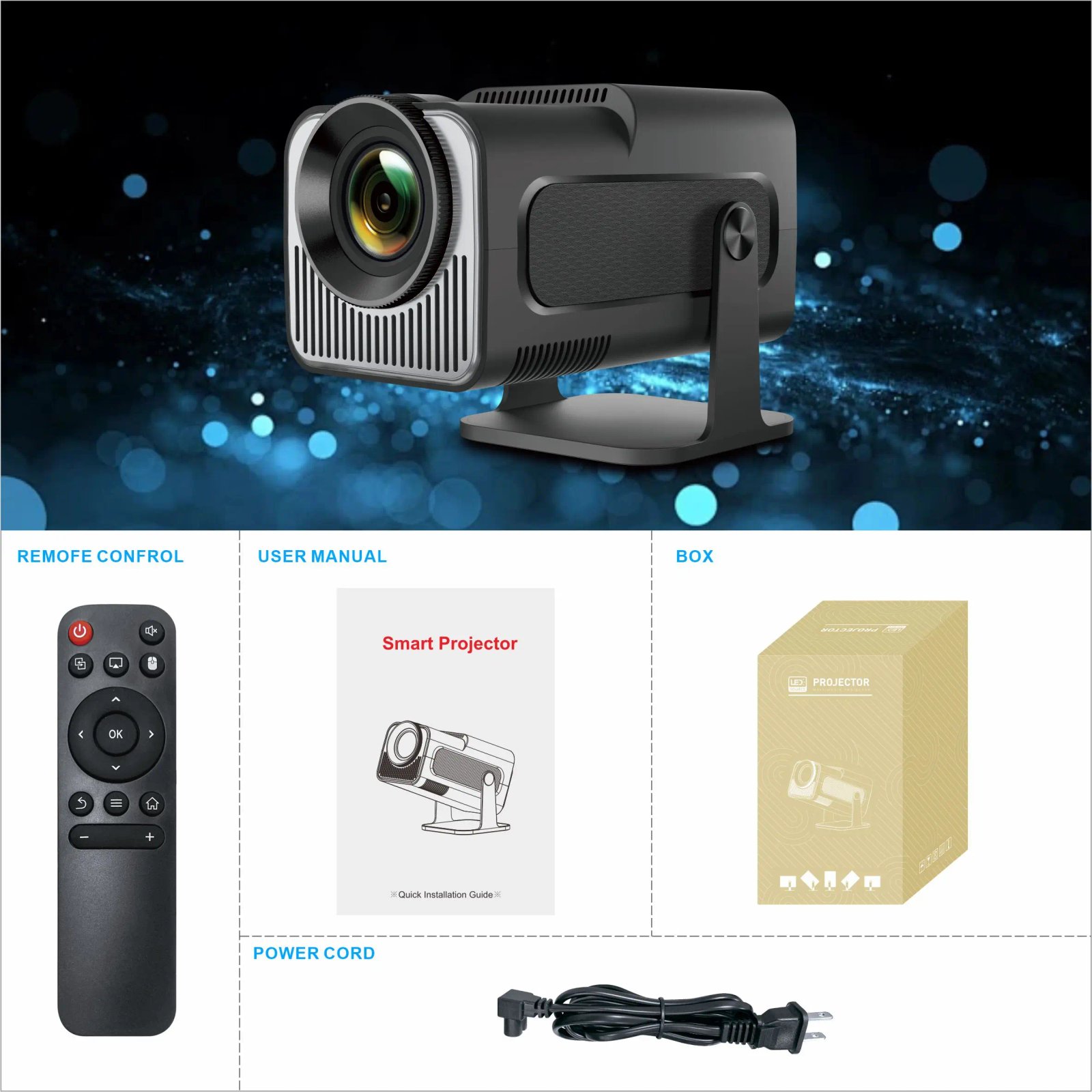 Salange HY320 MINI Android 11.0 Projector LED Beamer Home Cinema 300ANSI 720P WIFI Smart TV for 1080P 4K Via HD with Carry Bag