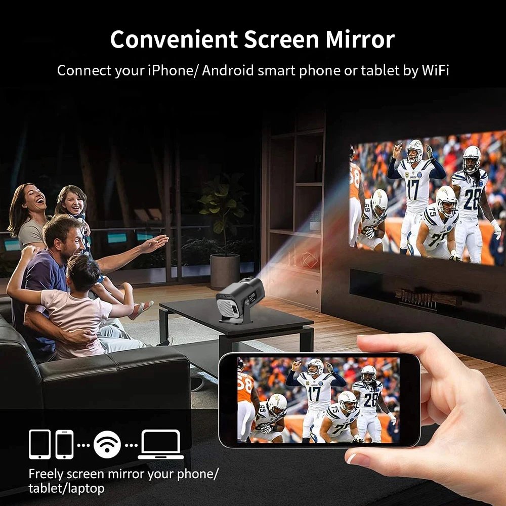 Salange HY320 MINI Android 11.0 Projector LED Beamer Home Cinema 300ANSI 720P WIFI Smart TV for 1080P 4K Via HD with Carry Bag