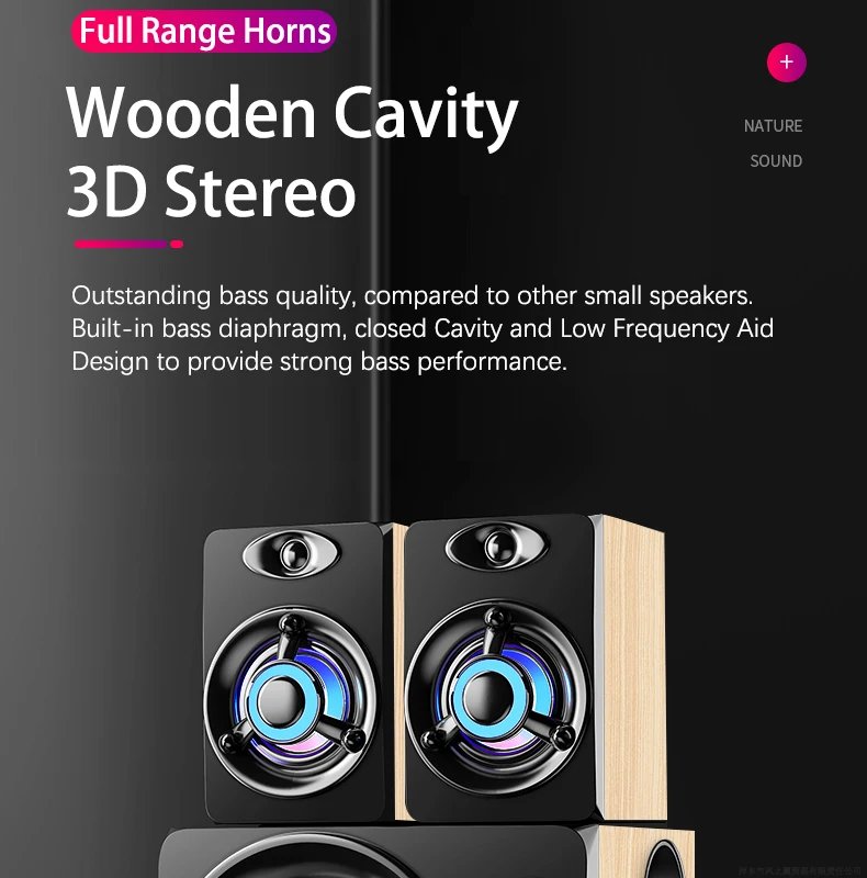 HIFI 3D Stereo Alto-falantes Coloridos LED Luz Pesada AUX USB Com Fio Sem Fio Bluetooth Áudio Home Theater Surround Som Bar TV HIFI 3D Stereo Alto-falantes Coloridos LED Luz Pesada AUX USB Com Fio Sem Fio Bluetooth Áudio Home Theater Surround Som Bar TV