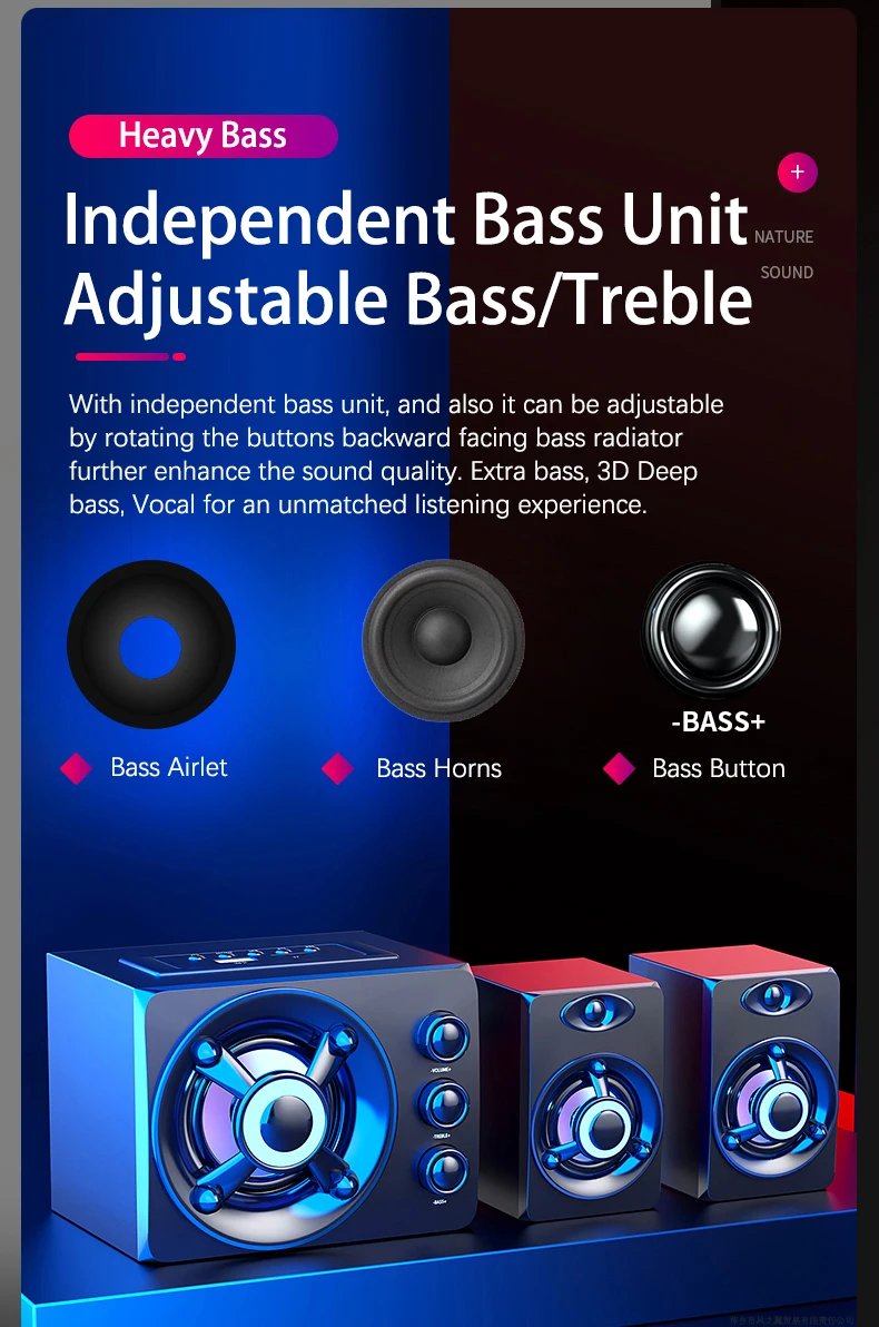 HIFI 3D Stereo Alto-falantes Coloridos LED Luz Pesada AUX USB Com Fio Sem Fio Bluetooth Áudio Home Theater Surround Som Bar TV HIFI 3D Stereo Alto-falantes Coloridos LED Luz Pesada AUX USB Com Fio Sem Fio Bluetooth Áudio Home Theater Surround Som Bar TV