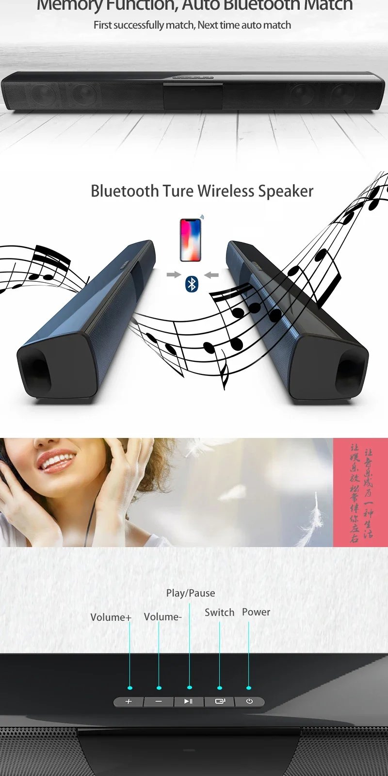 Home Theater Sound System Bluetooth Speaker Computer Speakers For TV Soundbar Box Subwoofer Radio Music Center Boom Box Column