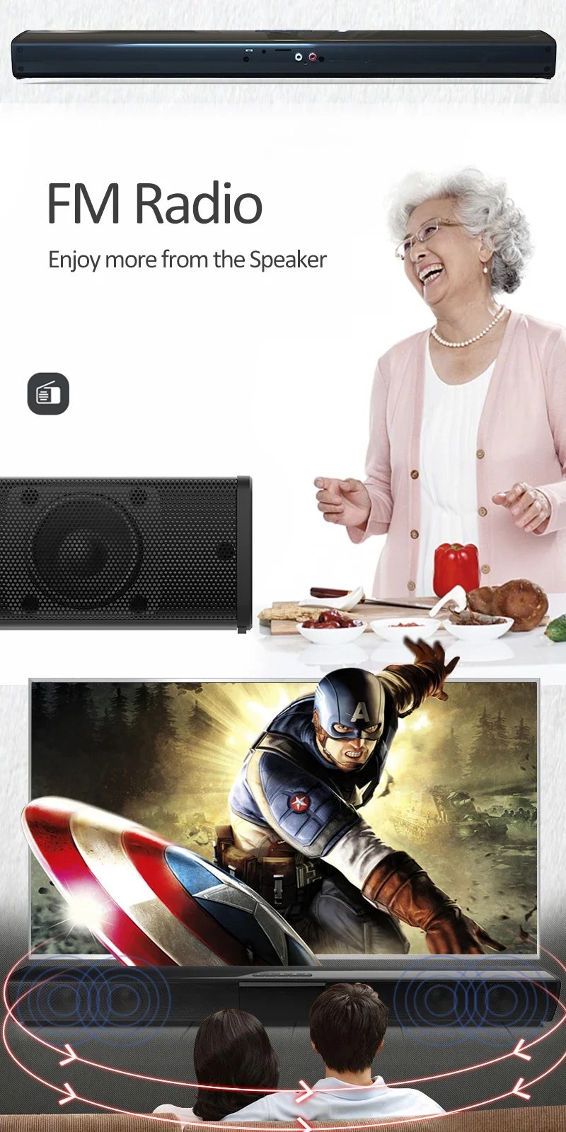 Home Theater Sound System Bluetooth Speaker Computer Speakers For TV Soundbar Box Subwoofer Radio Music Center Boom Box Column