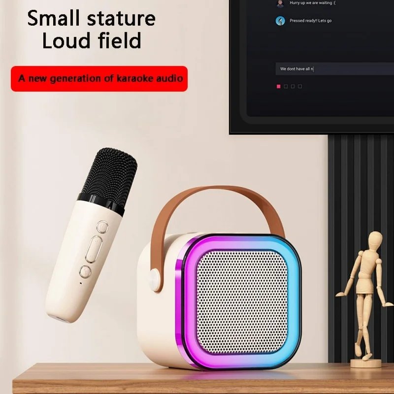 K12 karaoke machine with 1-2 wireless microphones portable 5.3 PA Bluetooth speaker system RGB lights audio home KTV kid gifts