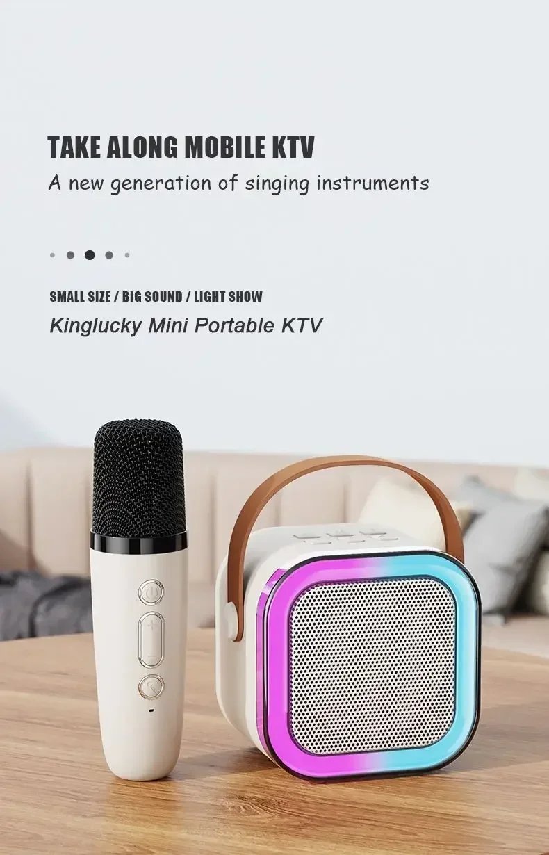 K12 karaoke machine with 1-2 wireless microphones portable 5.3 PA Bluetooth speaker system RGB lights audio home KTV kid gifts